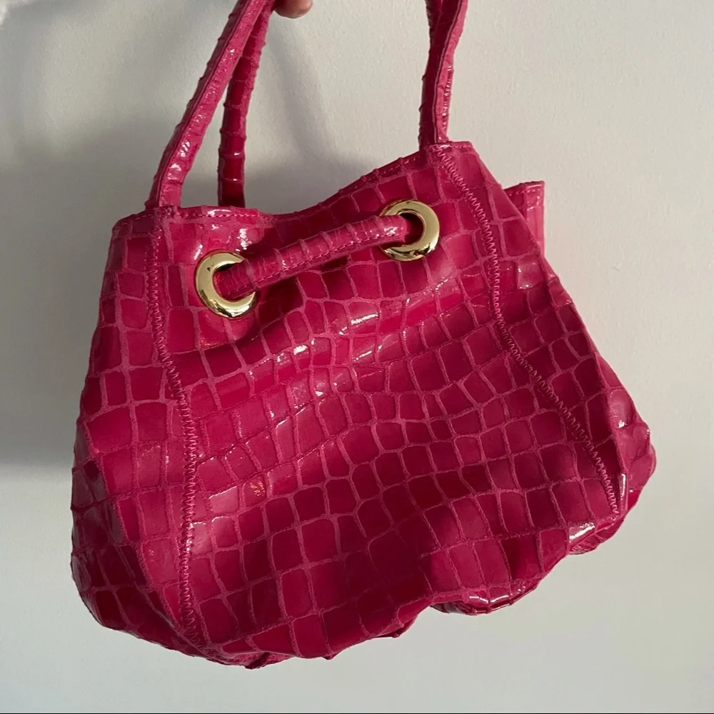 Carlos falchi pink leather drawstring bucket bag - Picture 4 of 14